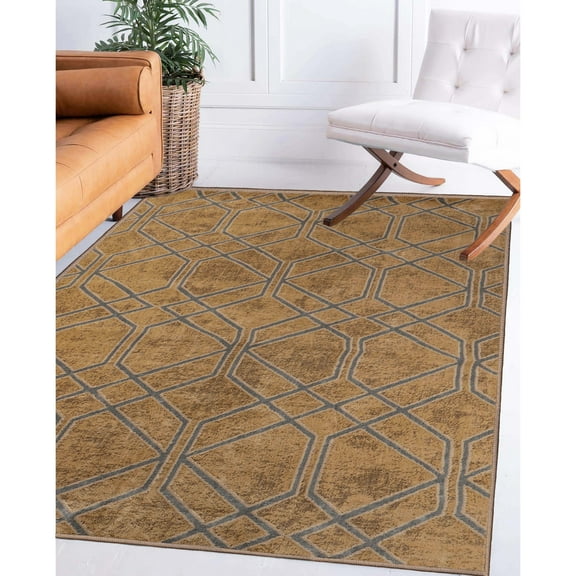 BNM Modern Lattice Indoor Area Rug, 5' x 8', Taupe