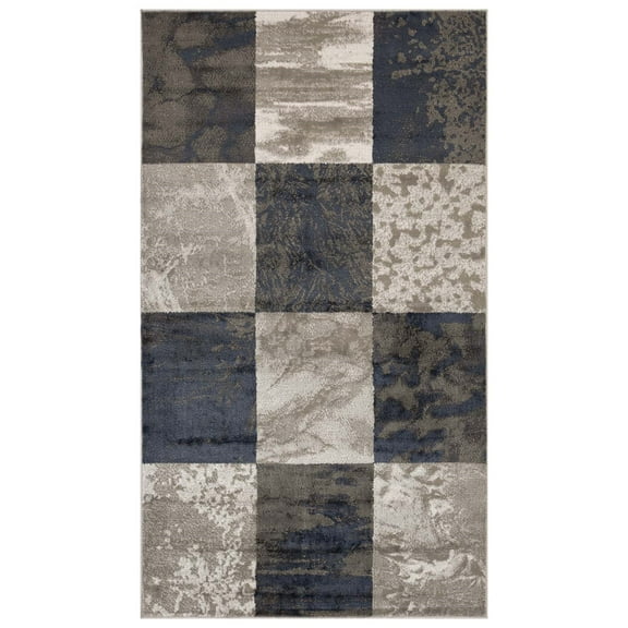 BNM Modern Patchwork Design Indoor Area Rug, 4' x 6', Black