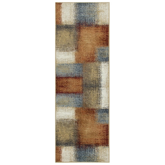 BNM Modern Patchwork Indoor Area Rug, 2' 7" x 8', Camel