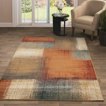 BNM Modern Patchwork Indoor Area Rug, 4' x 6', Camel