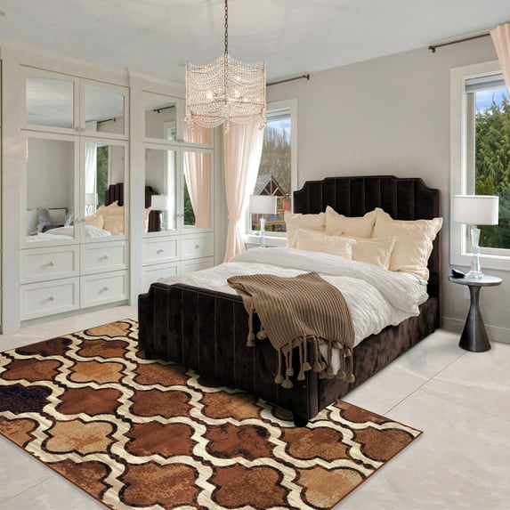 BNM Modern Trellis Indoor Area Rug, 3' x 5', Brown