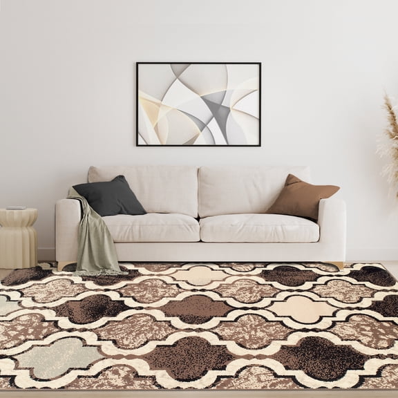 BNM Modern Trellis Indoor Area Rug, 3' x 5', Ivory