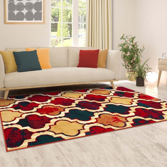BNM Modern Trellis Indoor Area Rug, 4' x 6', Royal Blue