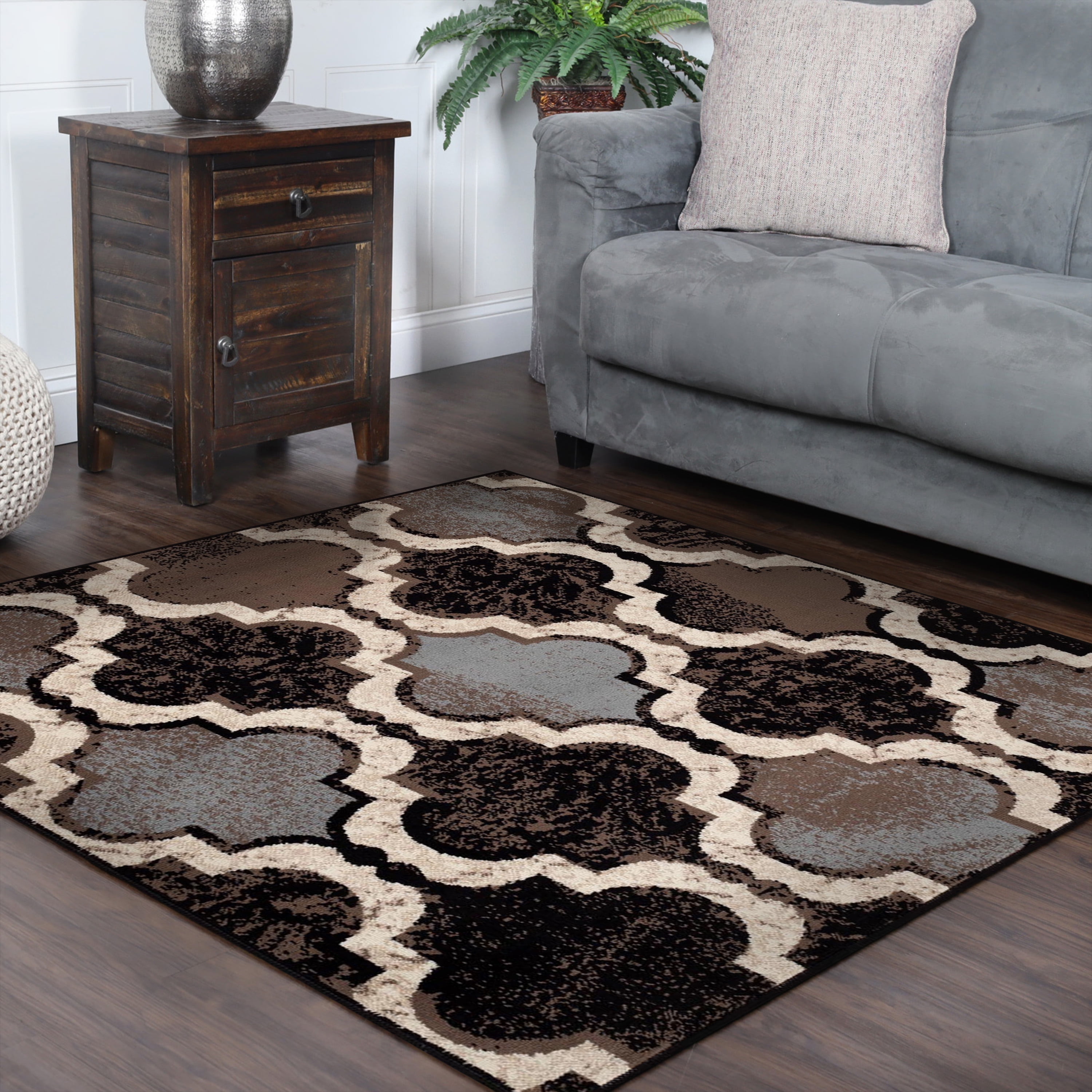 BNM Modern Trellis Indoor Area Rug, 8' x 8', Chocolate - Walmart.com