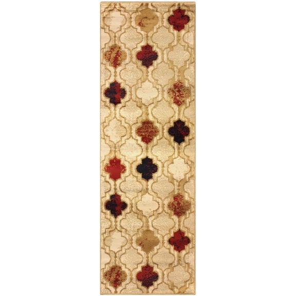 BNM Modern Trellis Indoor Runner Rug, 2' 7" x 8', Beige