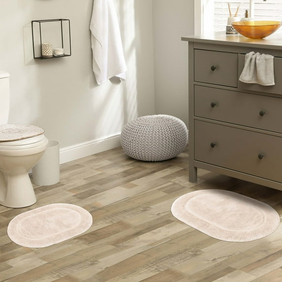 BNM Non-Slip Washable Bath Rug Set, 20" x 30", 24" x 36", Ivory
