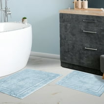 BNM Non-Slip Washable Bath Rug Set, 20" x 30", 24" x 36", Light Blue