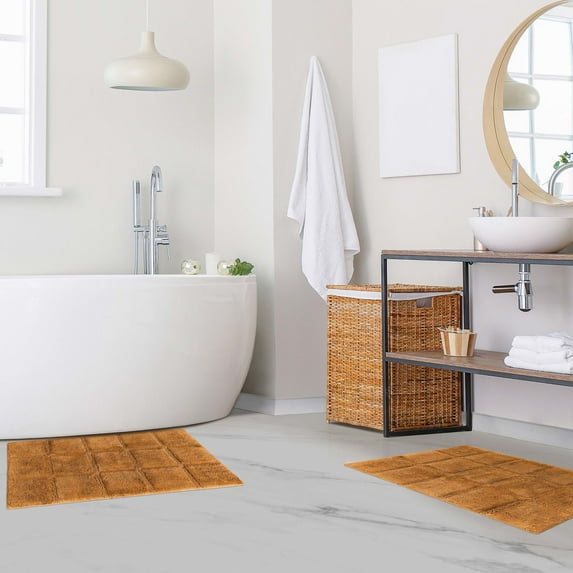 BNM Non-Slip Washable Bath Rug Set, 20" x 30", 24" x 36", Rust