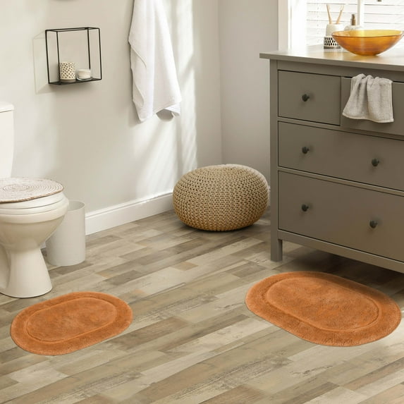 BNM Non-Slip Washable Bath Rug Set, 20" x 30", 24" x 36", Rust