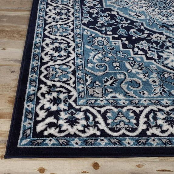 BNM Oriental Medallion Floral Indoor Runner Rug, 2' 7" x 8', Blue