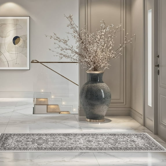 BNM Oriental Medallion Floral Indoor Runner Rug, Rivulet, 2' 7" x 10'