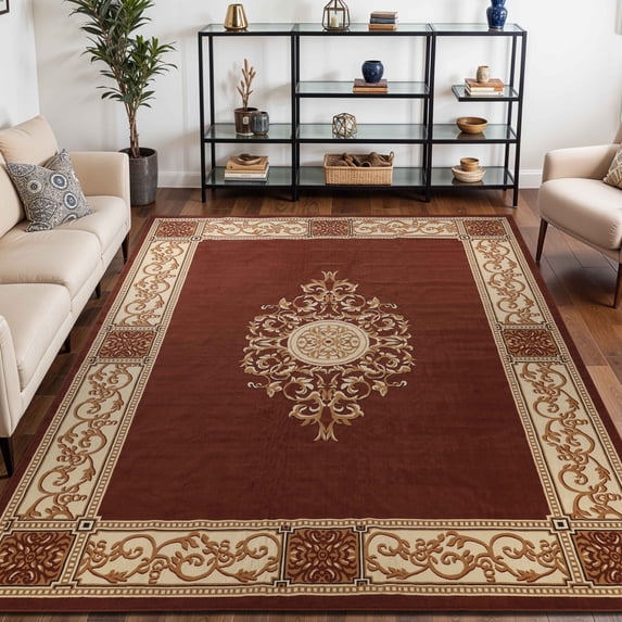 BNM Oversized Medallion Indoor Area Rug, 12' x 15', Toffee