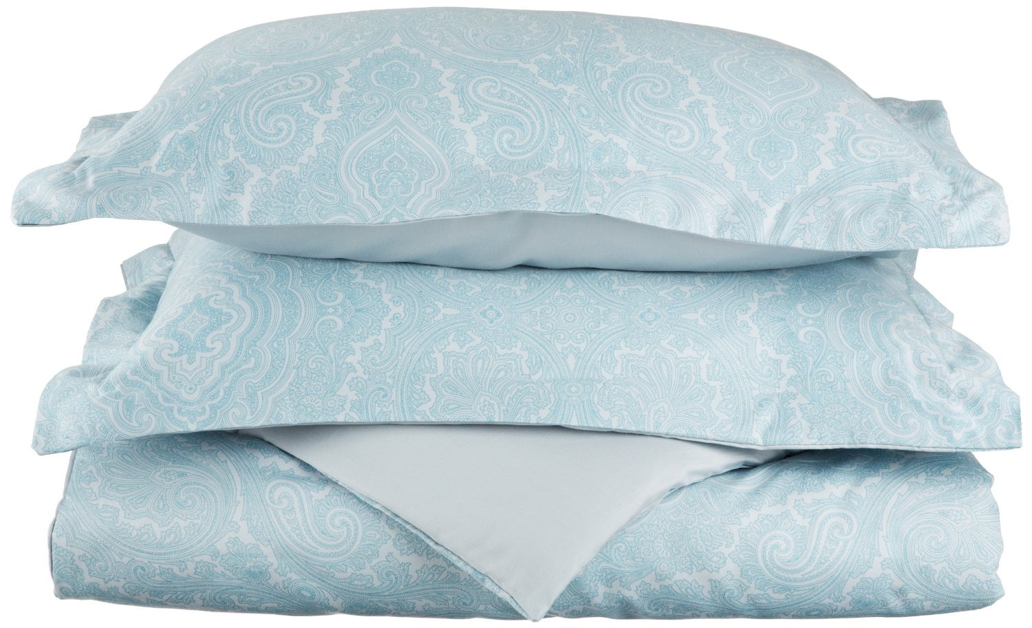 Twin Blue Paisley Cotton Blend Duvet Cover Set