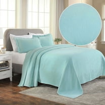 BNM Paisley Cotton Decorative Bedspread and Sham Set, Full, Aqua