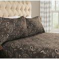 thumbnail image 1 of BNM Paisley Flannel Cotton Sheet Set, Twin, Charcoal, 1 of 5