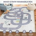 thumbnail image 1 of BNM Path Road Non-Slip Kids Washable Indoor Area Rug, 5' x 7' 6", Ivory, 1 of 13