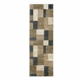 thumbnail image 1 of BNM Plush Geometric Indoor Runner Rug, Beige/ Blue, 2' 7" x 12', 1 of 5