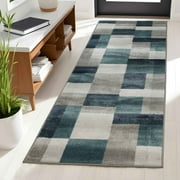 BNM Plush Geometric Indoor Runner Rug, Rivulet, 2' 7" x 8'