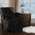 thumbnail image 1 of BNM Solid Fleece Plush Fluffy Blanket, Throw, Black, 1 of 6