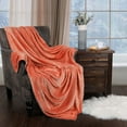 thumbnail image 1 of BNM Solid Fleece Plush Fluffy Blanket, Throw, Creamsicle, 1 of 6