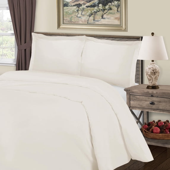 BNM 800 TC Cotton Blend Duvet Cover Set, Full/ Queen, Ivory