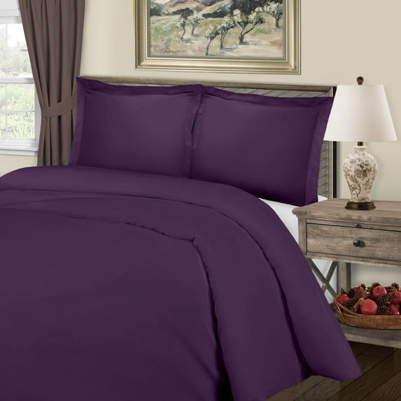 BNM 800 TC Cotton Blend Duvet Cover Set, King/ California King, Plum