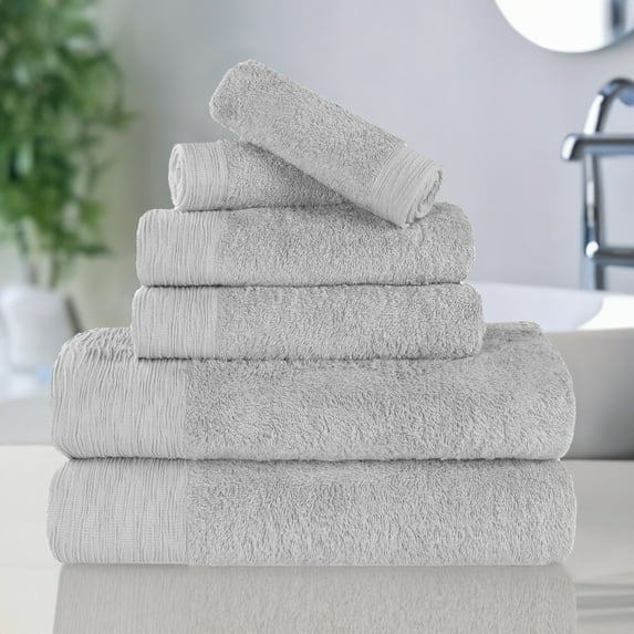 BNM Rayon from Bamboo Cotton Blend 6 Piece Bathroom Towel Set, Platinum