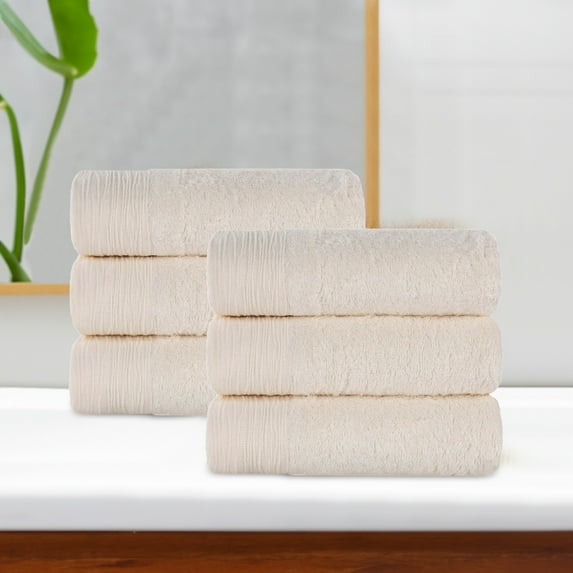 BNM Rayon from Bamboo Cotton Blend Hand Towel Set of 6, Ivory