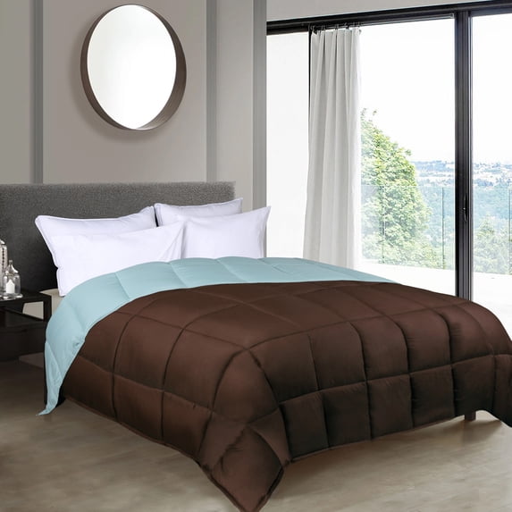 BNM Reversible Comforter, Full/Queen, Choco-Sky Blue