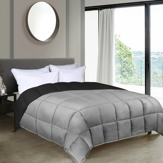BNM Reversible Comforter, Twin/Twin XL, Black-Gray