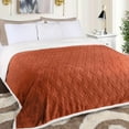 thumbnail image 1 of BNM Fleece Sherpa Reversible Lattice Blanket, Twin, Rust, 1 of 8