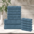 thumbnail image 1 of BNM Ribbed Cotton 12 Piece Assorted Towel Set, Denim Blue, 1 of 9