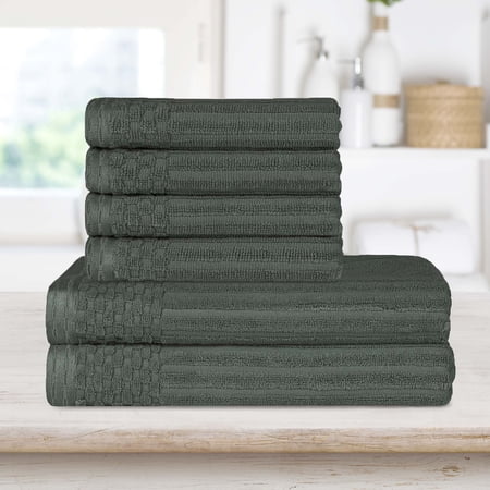 BNM Ribbed Heavy Cotton Hand Towel/ Bath Towel Set, Pine