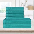 thumbnail image 1 of BNM Ribbed Heavy Cotton Hand Towel/ Bath Towel Set, Turquoise, 1 of 9