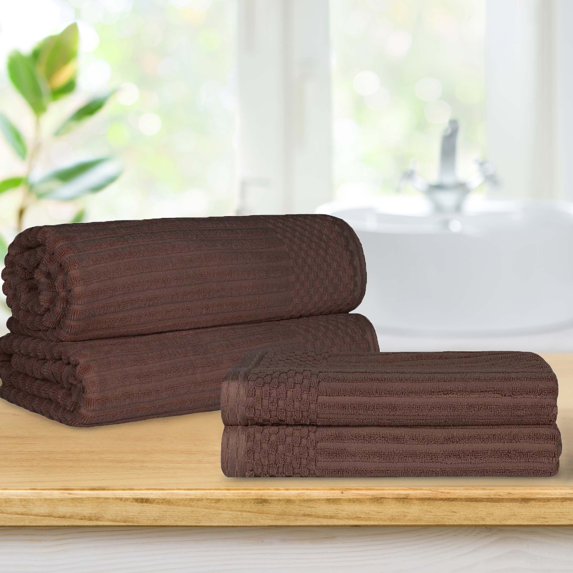 BNM Ribbed Heavyweight Cotton Bath Sheet/ Towel Set, Java