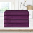 thumbnail image 1 of BNM Ribbed Heavyweight Cotton Bath Towel Set of 4, Plum, 1 of 9