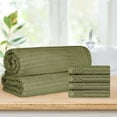 thumbnail image 1 of BNM Ribbed Heavyweight Cotton Hand Towel/ Bath Sheet Set, Sage, 1 of 9