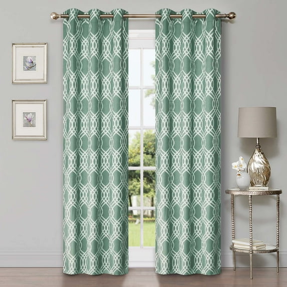 BNM Ribbon Blackout Curtains, Set of 2, 42" x 96", Teal