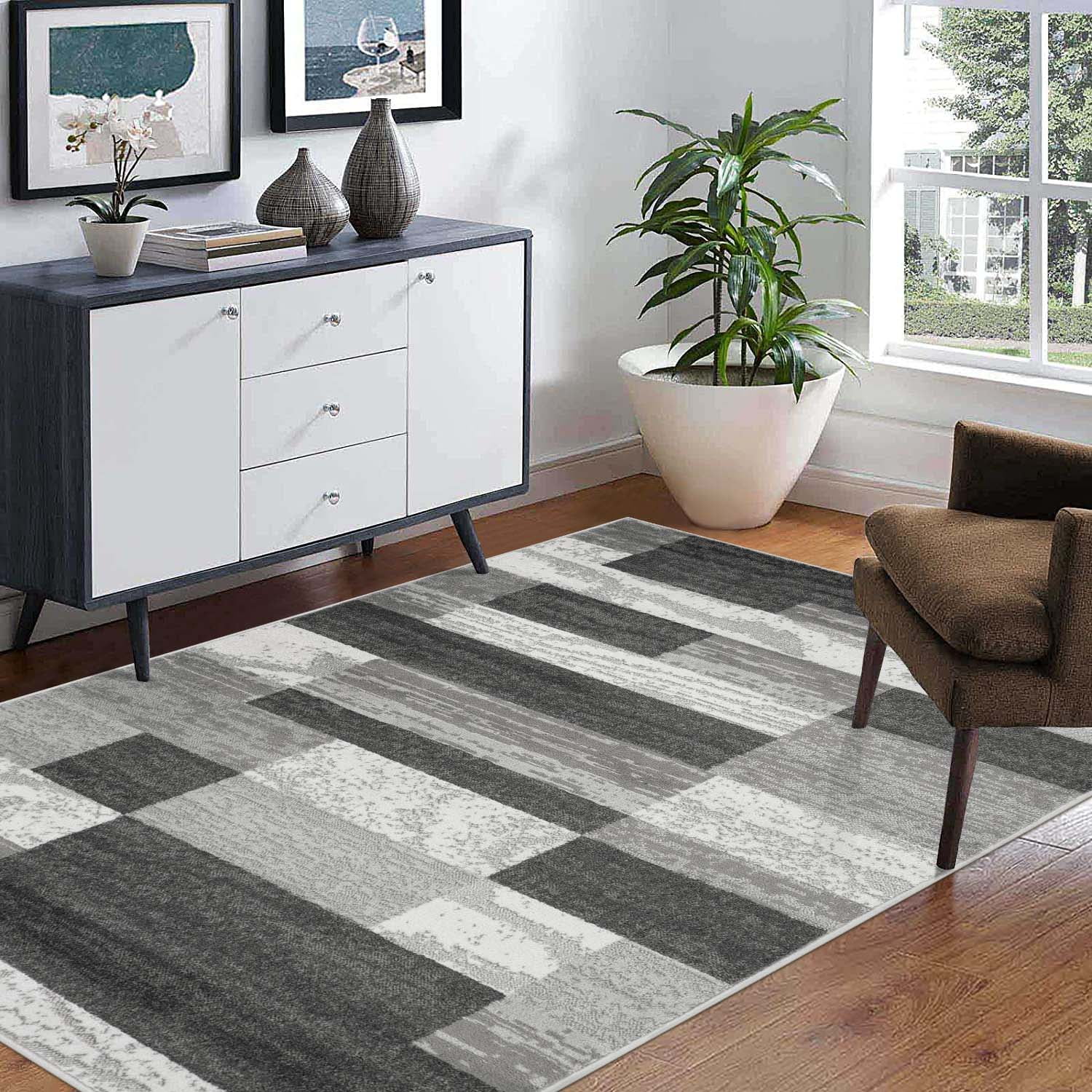 BNM Rockwood Area Rug or Runner, 8' x 10', Charcoal