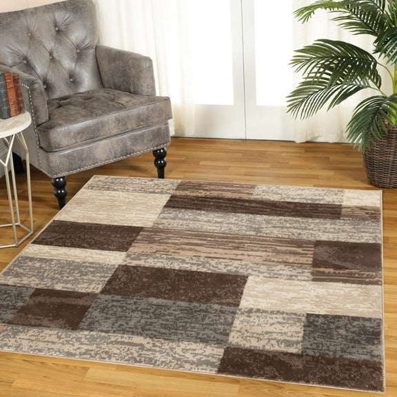 BNM Rockwood Plush Area Rug or Runner, 5' x 5', Slate
