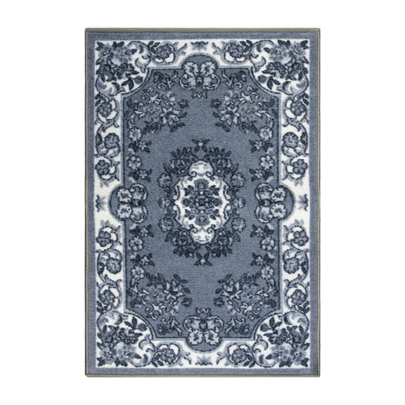 Blue Nile Mills Seraphina Traditional Non-Slip Area Rug, Grey Floral, 5' x 7', Durable