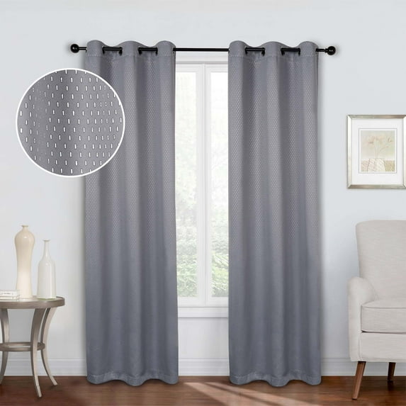 BNM Shimmer Blackout Curtains, Set of 2, 42" x 84", Silver