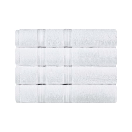 BNM Smart Dry Premium 4 Piece Cotton Bath Towel Set, White