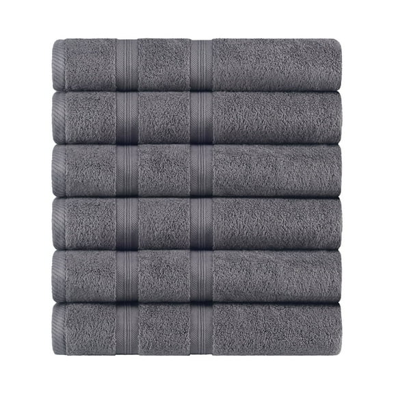 BNM Smart Dry Premium 6 Piece Cotton Hand Towel Set, Grey