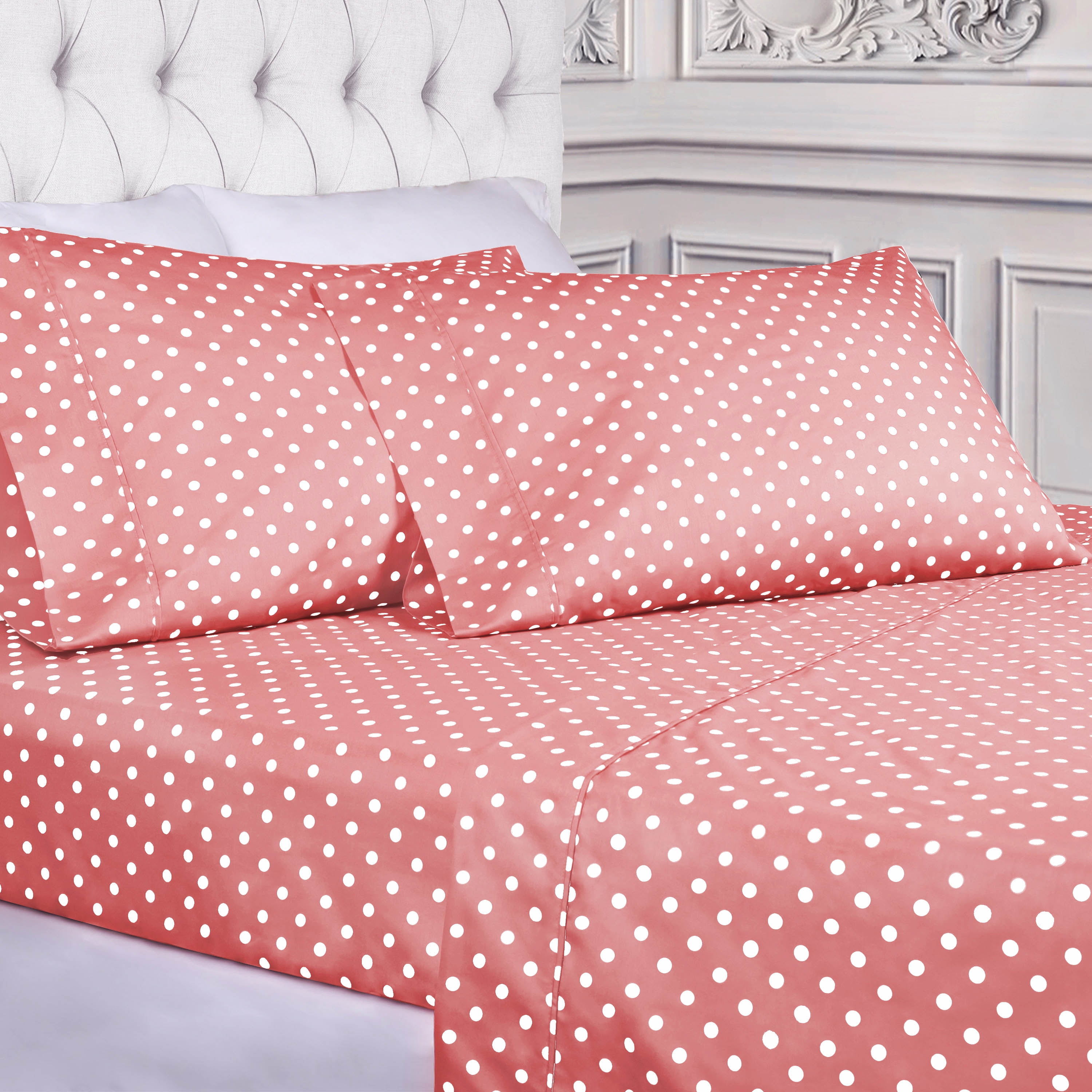 BNM Soft Deep Pocket 600 Thread Count Cotton Blend Polka Dot Sheet
