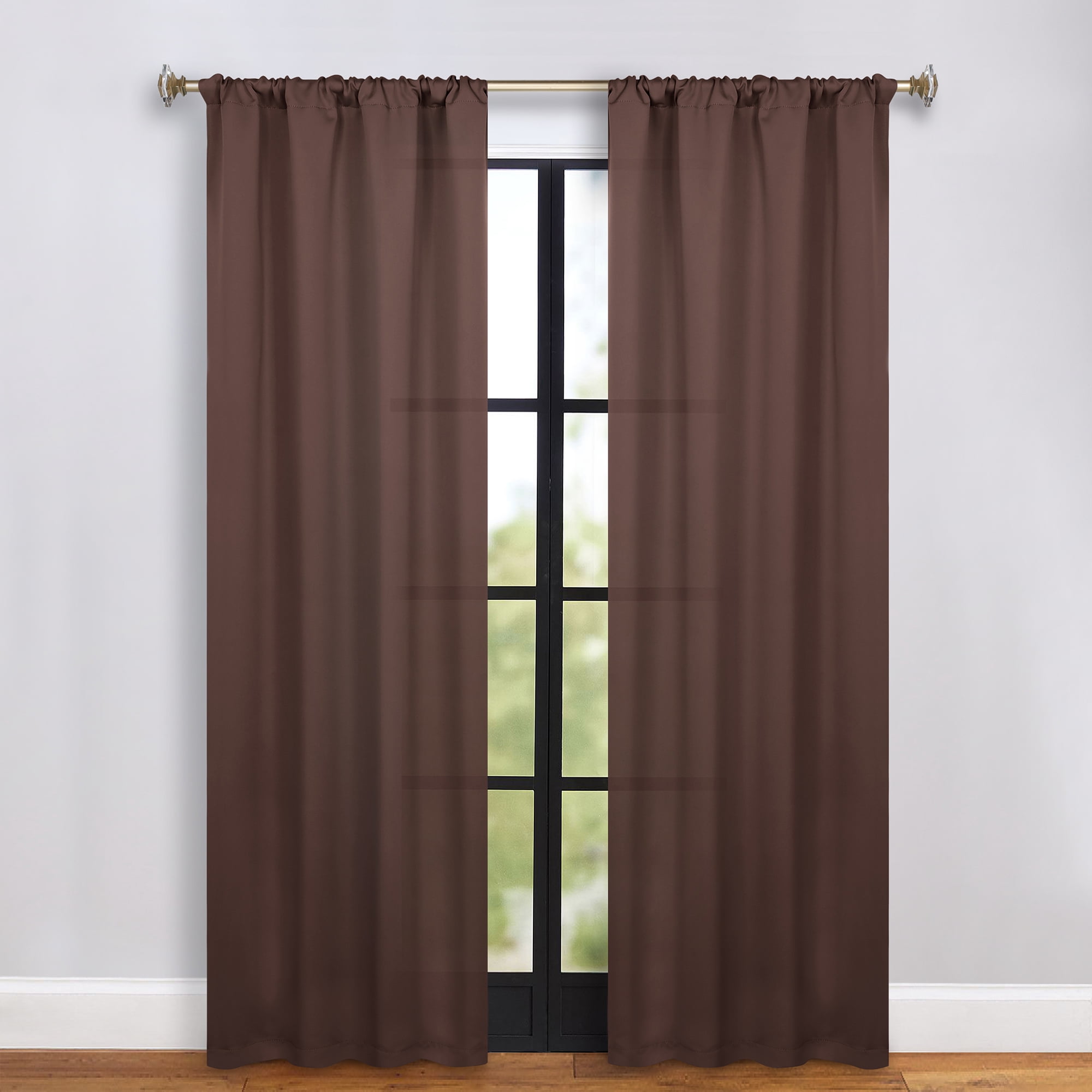 Bkue Nile Mills Modern, Classic Solid Semi Blackout Curtains, Set of 2, 36" x 84", Cappuccino