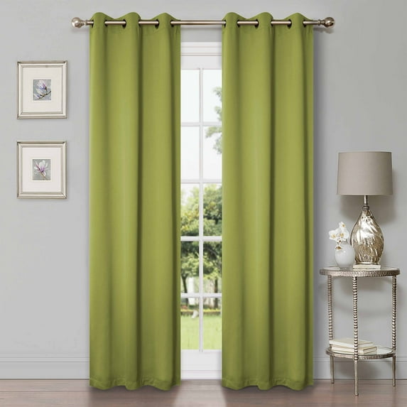 Bkue Nile Mills Modern, Classic Solid Semi Blackout Curtains, Set of 2, 42" x 108", Sage
