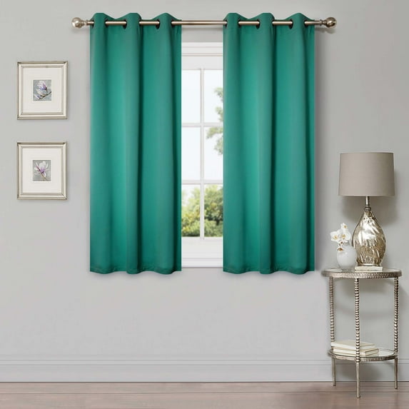 Bkue Nile Mills Modern, Classic Solid Semi Blackout Curtains, Set of 2, 42" x 63", Cerulean Blue