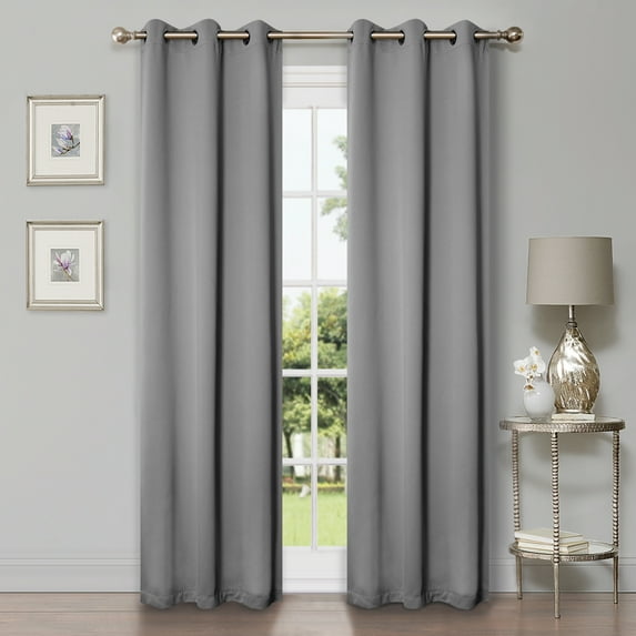 Bkue Nile Mills Modern, Classic Solid Semi Blackout Curtains, Set of 2, 42" x 96", Silver