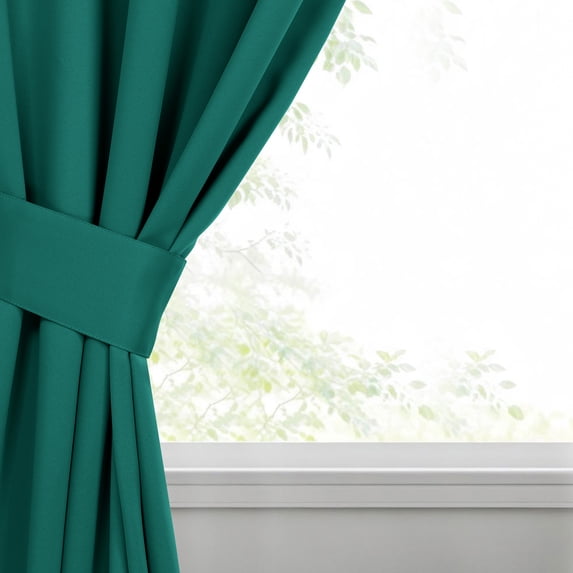 Bkue Nile Mills Modern, Classic Solid Semi Blackout Curtains, Set of 2, 46" x 108'', Cerulean Blue